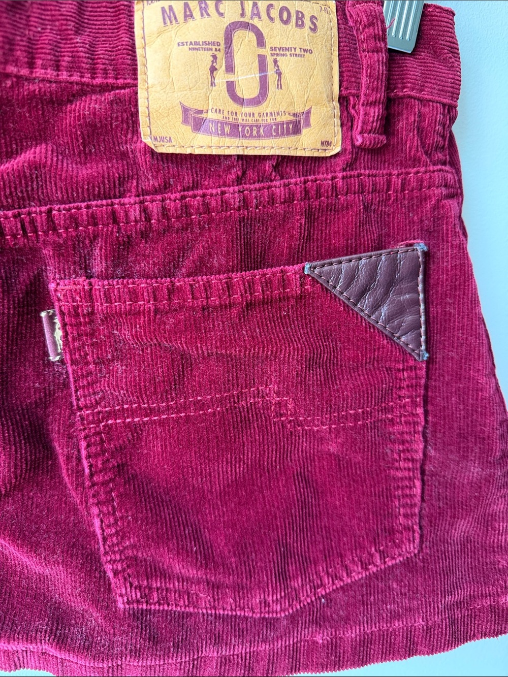 Marc Jacobs Burgundy Corduroy  Y2K style rocket Mini Skirt size 25 - Picture 4 of 6